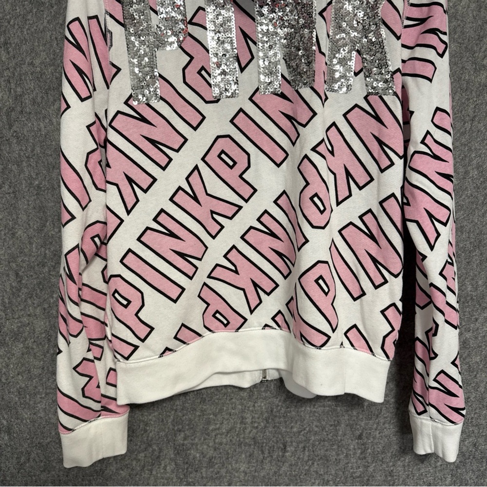 VICTORIA'S SECRET PINK GRAPHIC HOODIE FASHION SHOW FULL ZIP size L - Picture 7 of 12